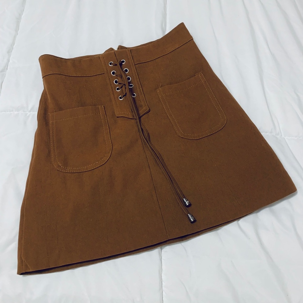 Lace up suede skirt. Boutique brand